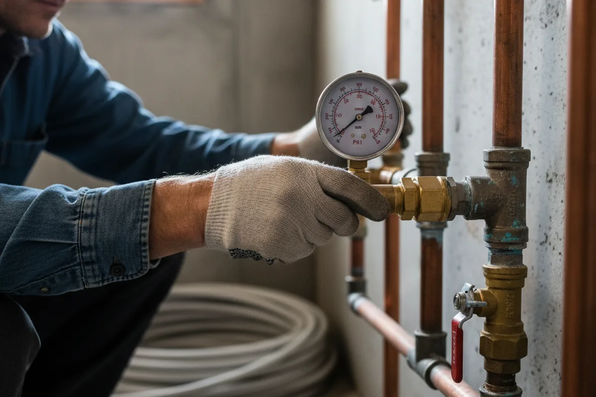 Pressure testing a repaired line during Water Line Repair in Mahnomen